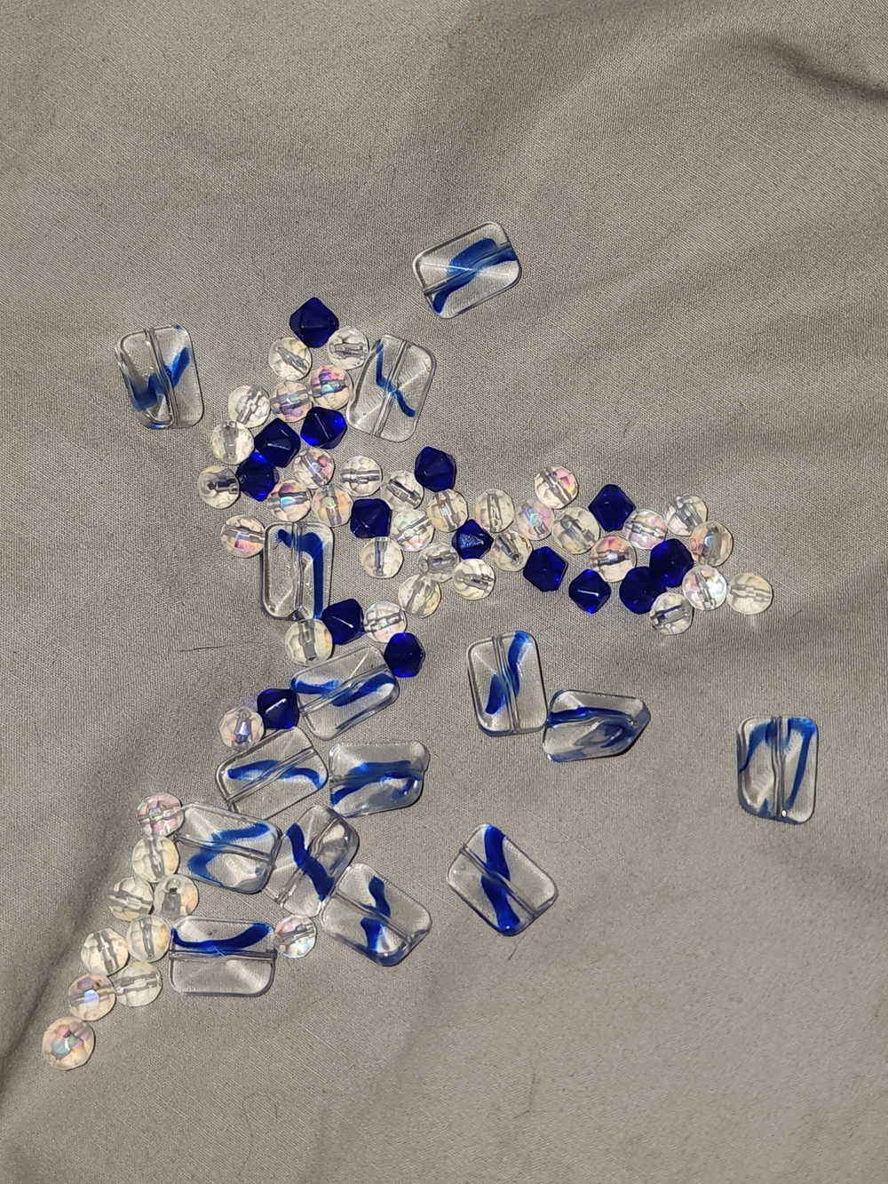 Vintage Czech Blue & Clear Glass Bead Mix